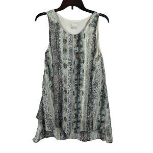 Cato Womens Sleeveless Round Neck Tank Geometric Tunic Top Size M